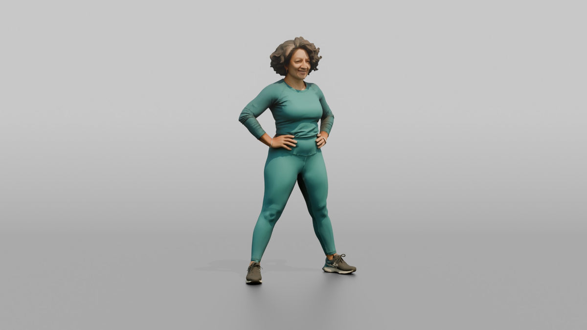 Physique Model Woman Standing In A Confident Wide Stance, Hands On Hips - 3D character model