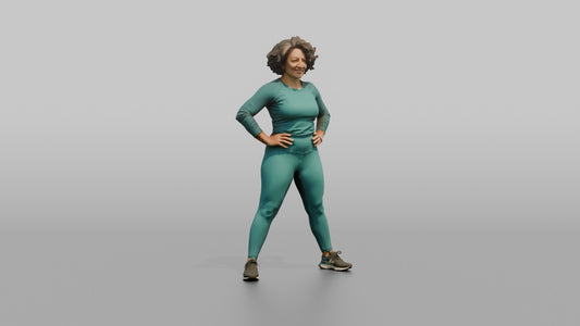 Physique Model Woman Standing In A Confident Wide Stance, Hands On Hips - 3D character model