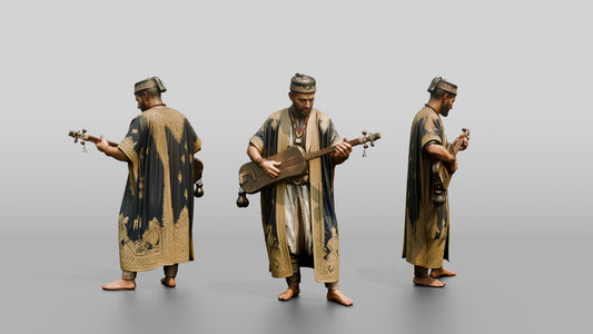 Gnawa Musician Playing Guembri Lute