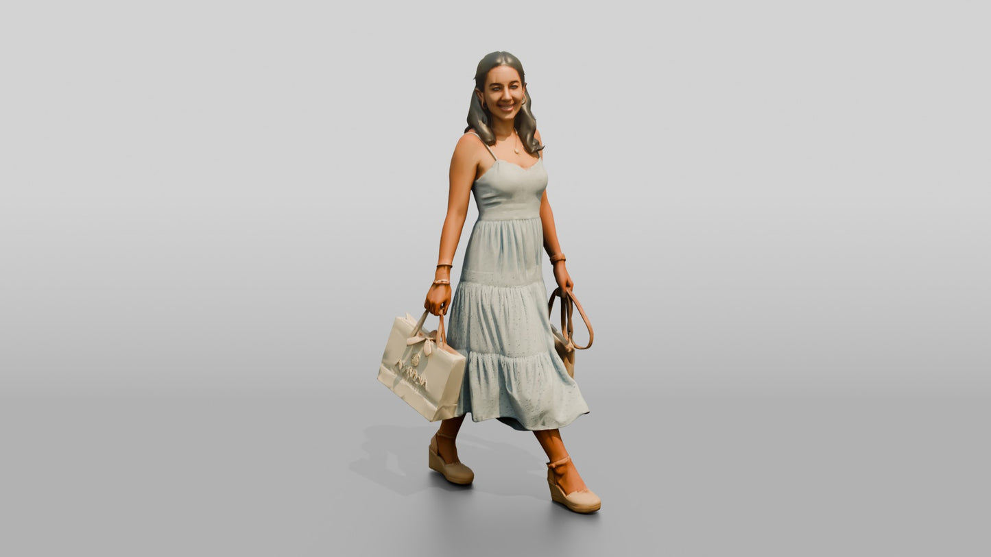Petite Portuguese Young Woman Holding a Shopping Bag