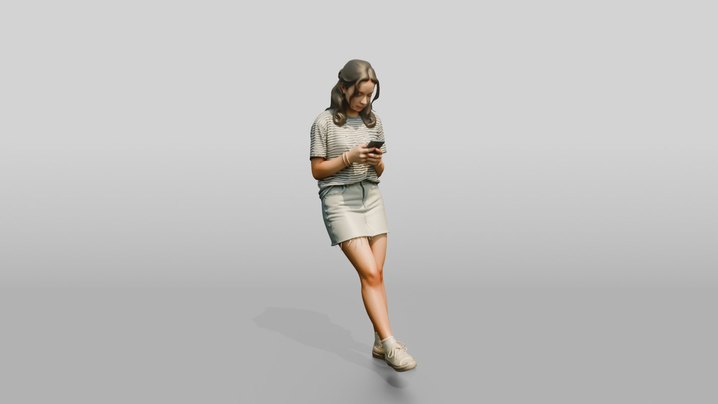 Petite Portuguese Teenage Girl Texting on Her Phone