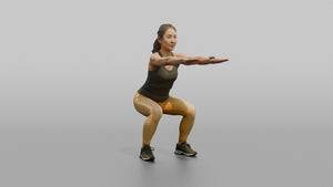 Bodyweight Athlete Woman Doing A Bodyweight Squat, Arms Extended Forward - 3D character model
