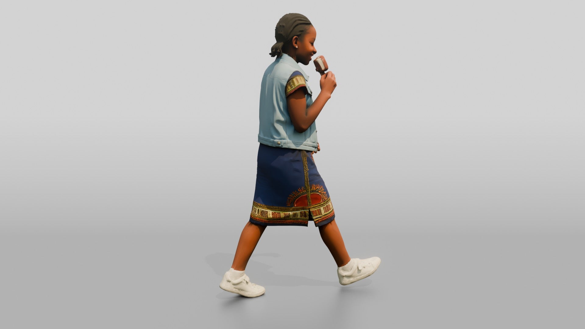 African Girl Eating an Ice Cream Bar