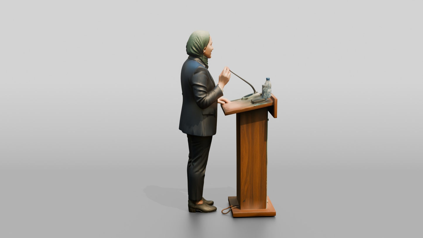 Woman Presenting at a Podium