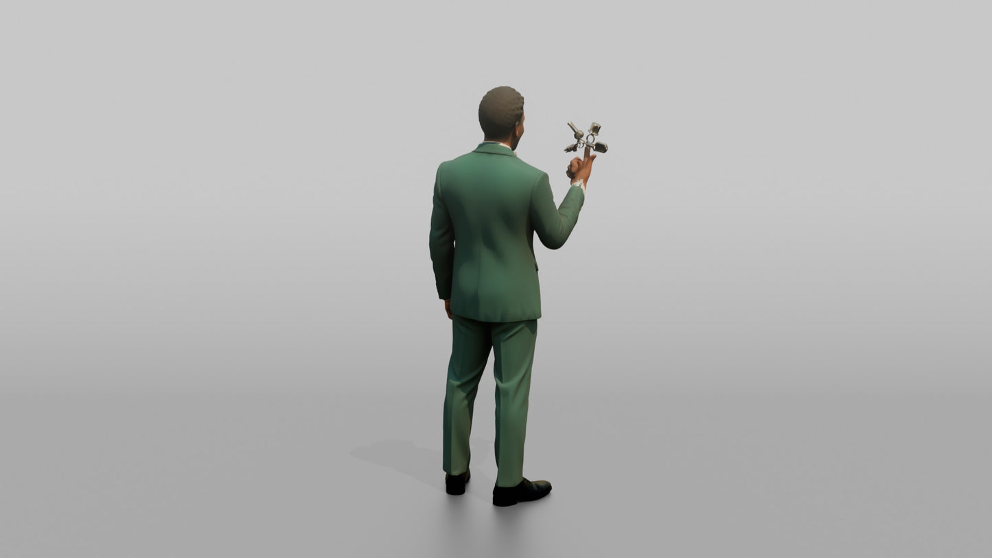 Black Groom Spinning Keychains on His Finger