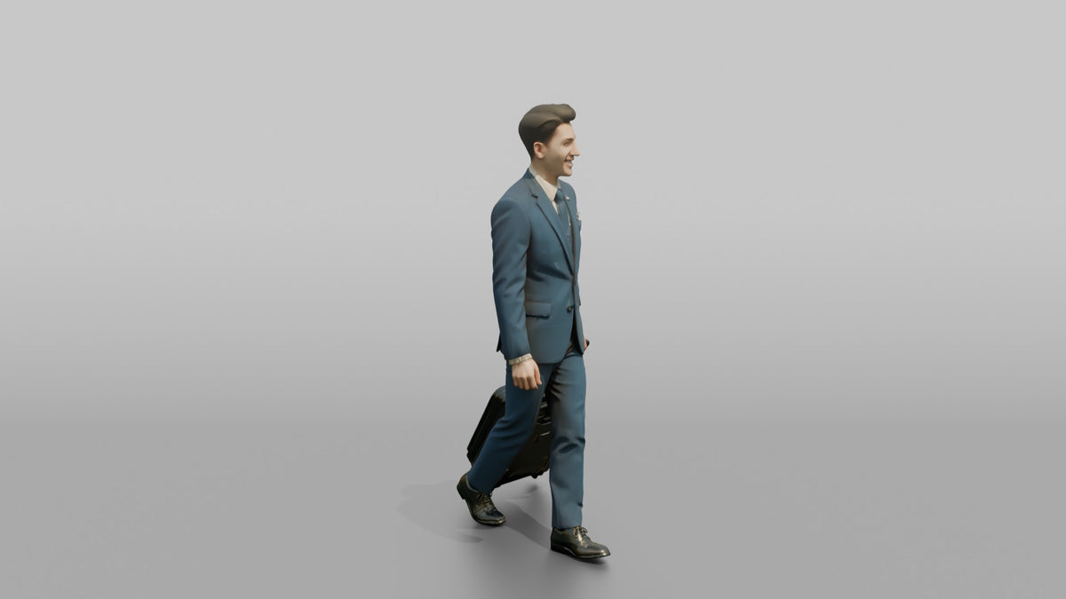 Caucasian Co-Pilot Waving a Warm Greeting - 3D character model, view 2