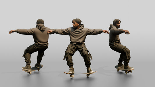 Skateboarder Man Balancing Trick Pose