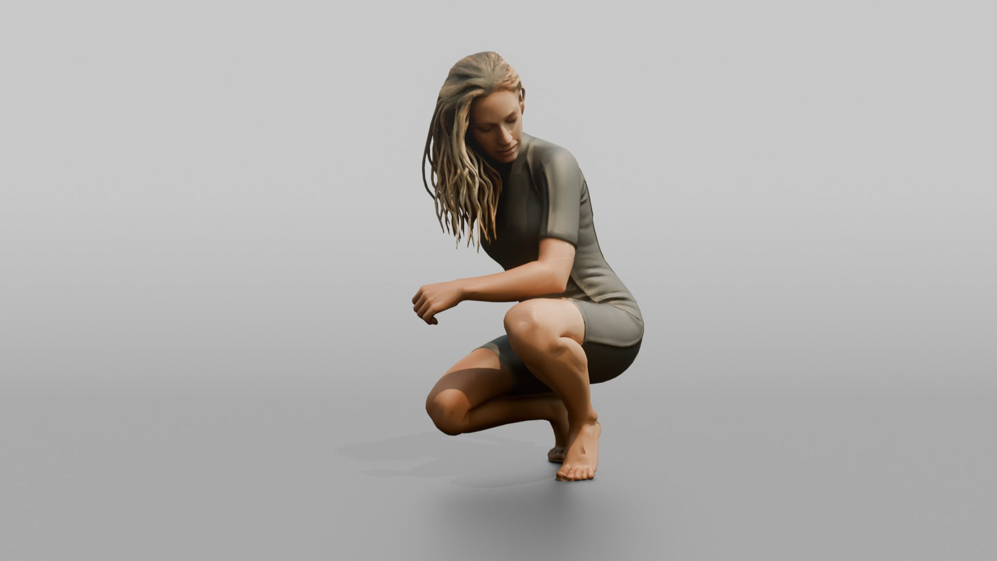 Surfer Adjusting Her Wetsuit Zip