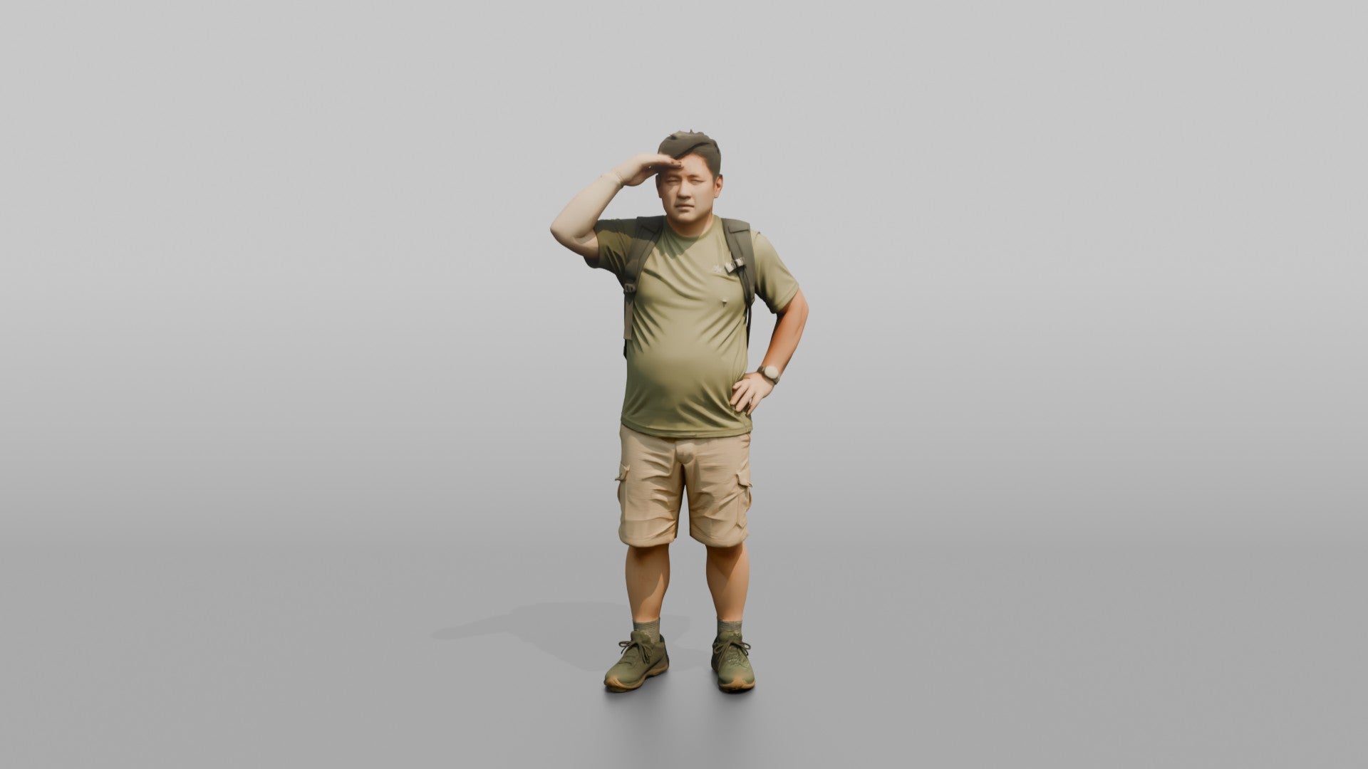 Hiker Shielding His Eyes from the Sun