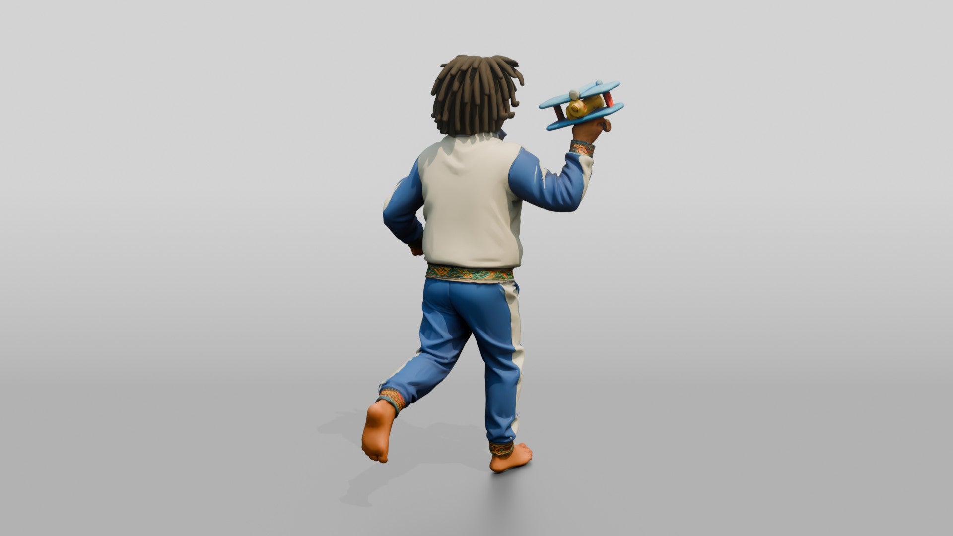African Boy Running with a Toy Airplane
