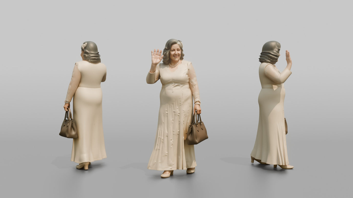 Elderly Latina Bride Waving Gracefully