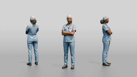 Young Black Woman Doctor with Arms Crossed - 3D character model