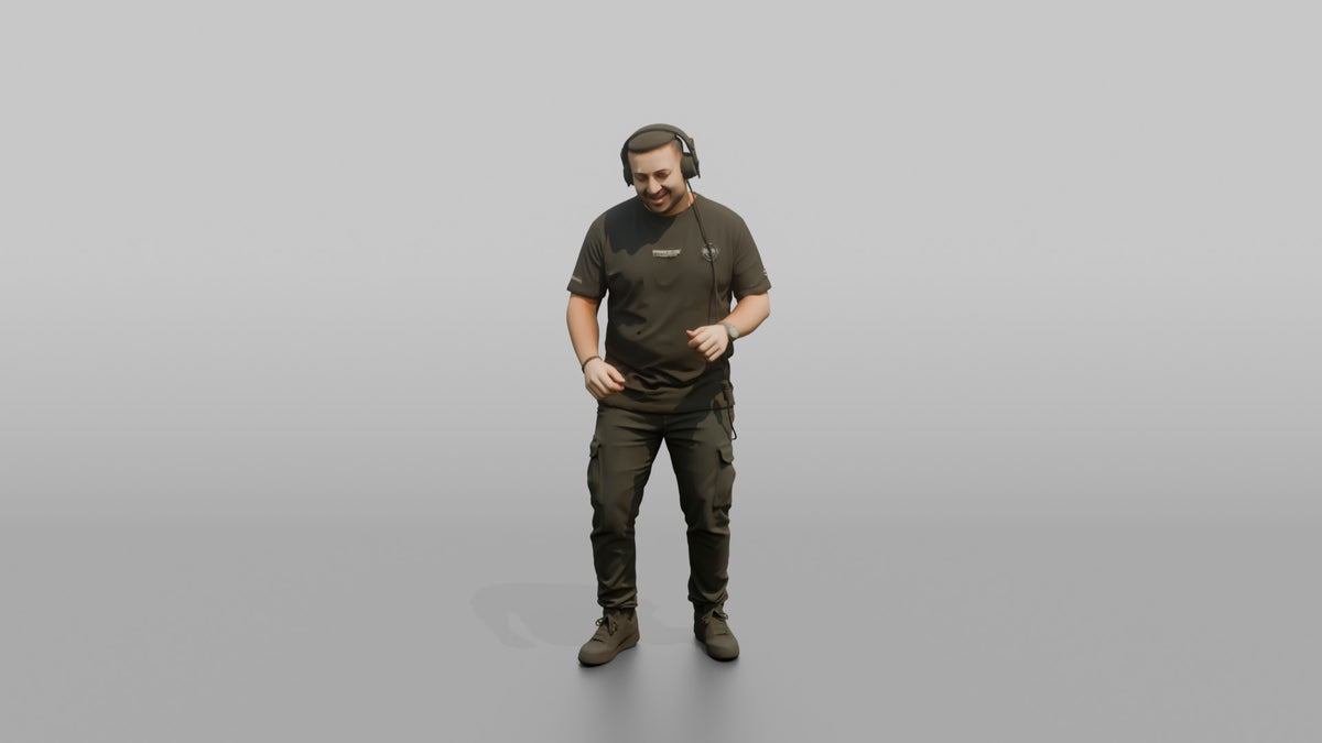 Club DJ Man Nodding To The Beat, Headphones On - 3D character model, view 5