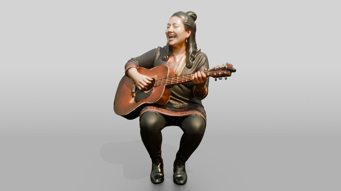 Woman Playing Acoustic Guitar