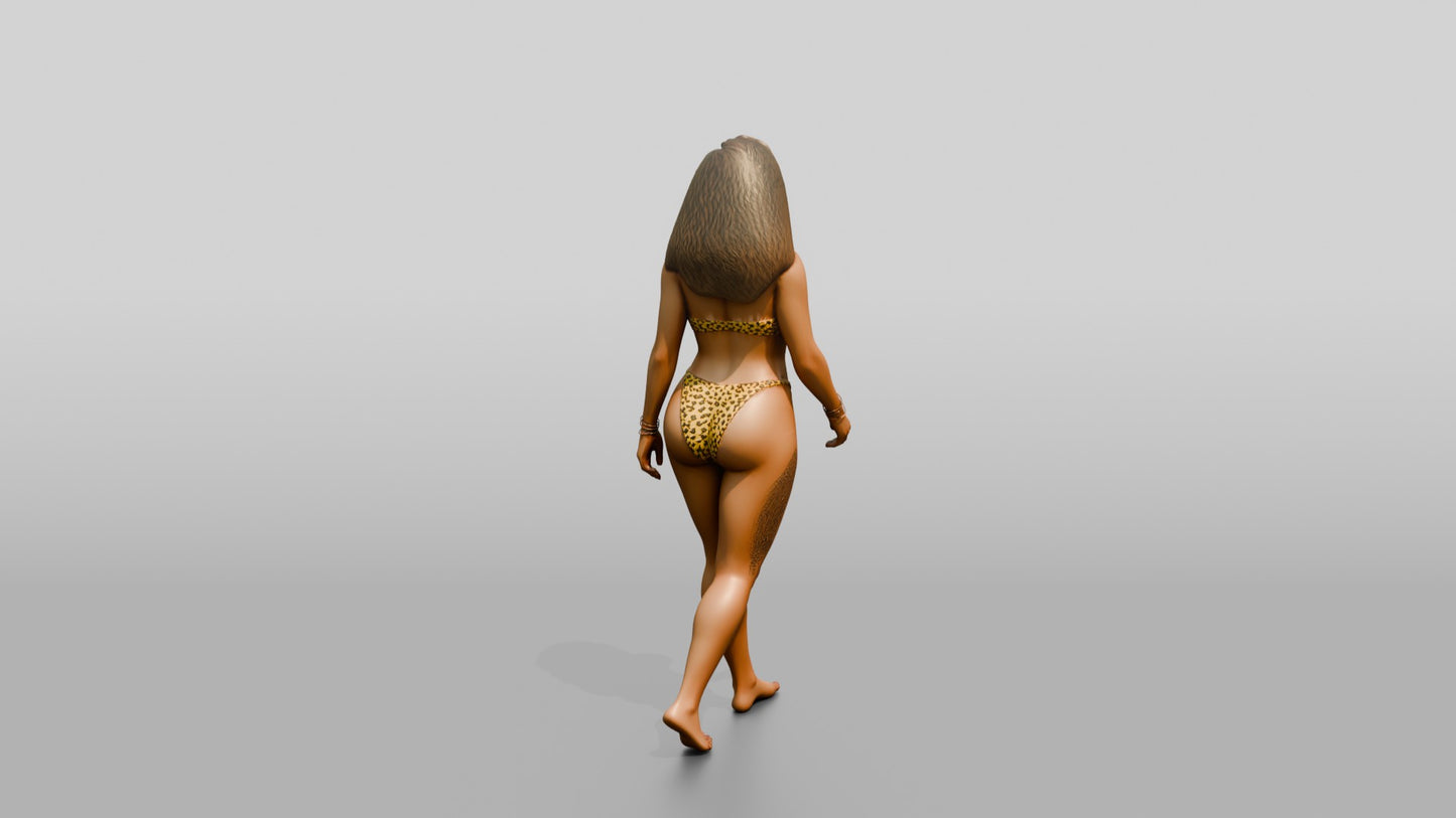 Latina Woman Walking on the Sand in Yellow Bikini