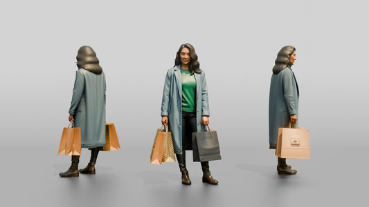 Latina Woman in Long Denim Coat