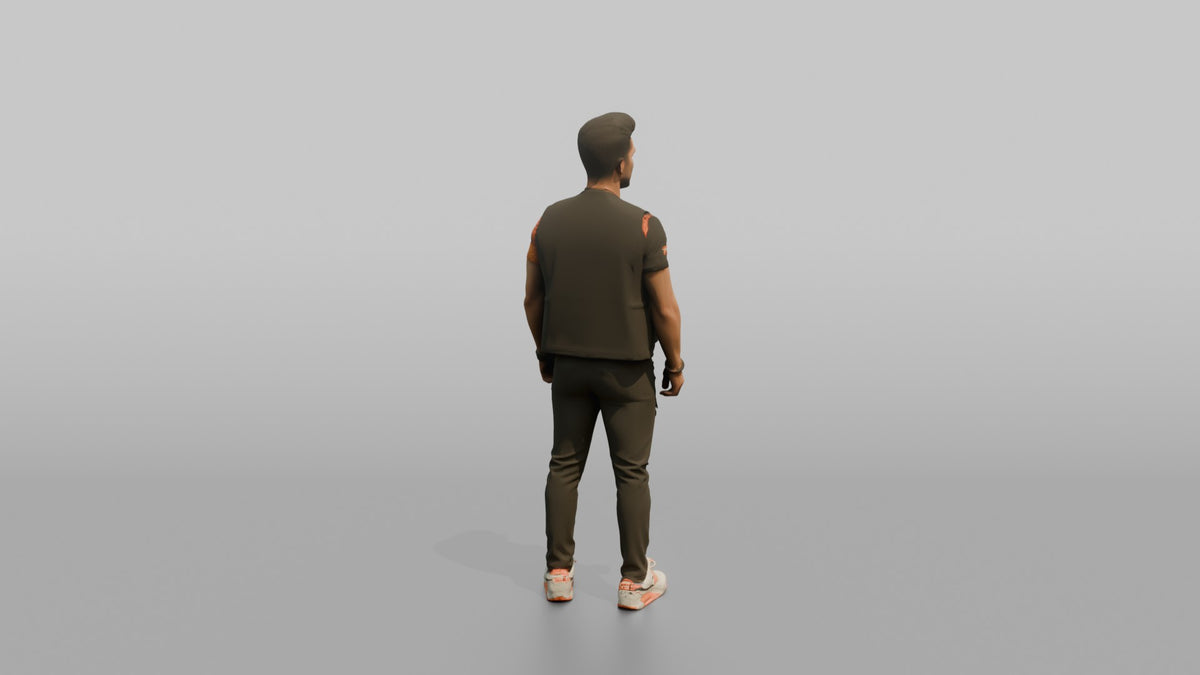Patron Man Wearing An Urban Streetwear Vest Over A Bright Graphic Tee - 3D character model, view 3