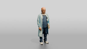 Older Hispanic Man Doctor Holding Folder - 3D character model, view 1
