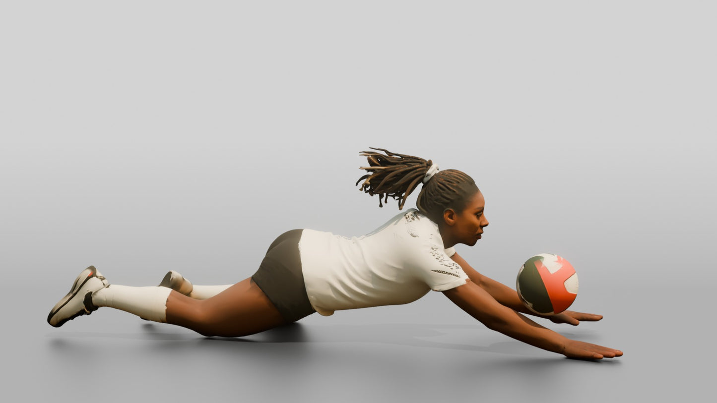 Black Female Volleyball Player in Solid White Jersey
