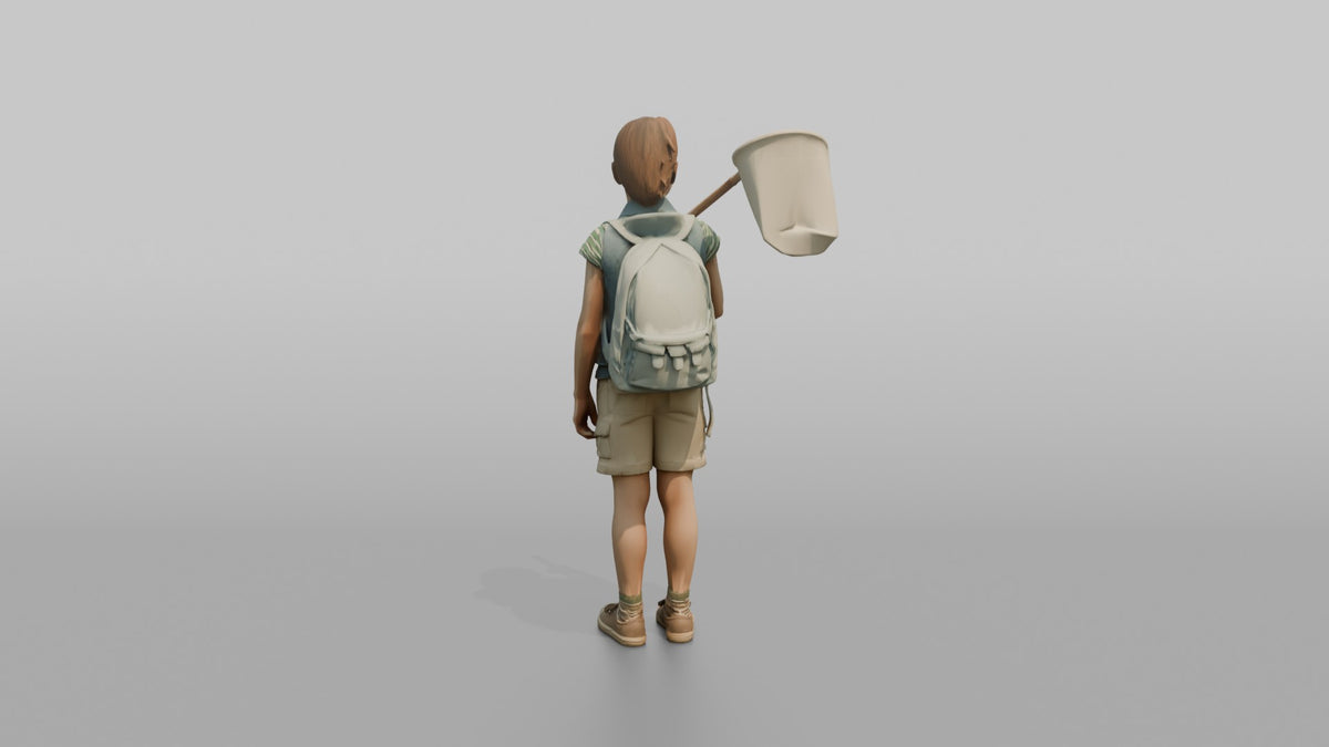 Daughter Carrying A Butterfly Net Over One Shoulder - 3D character model, view 3
