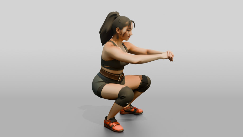Woman in Squat with Knee Sleeves