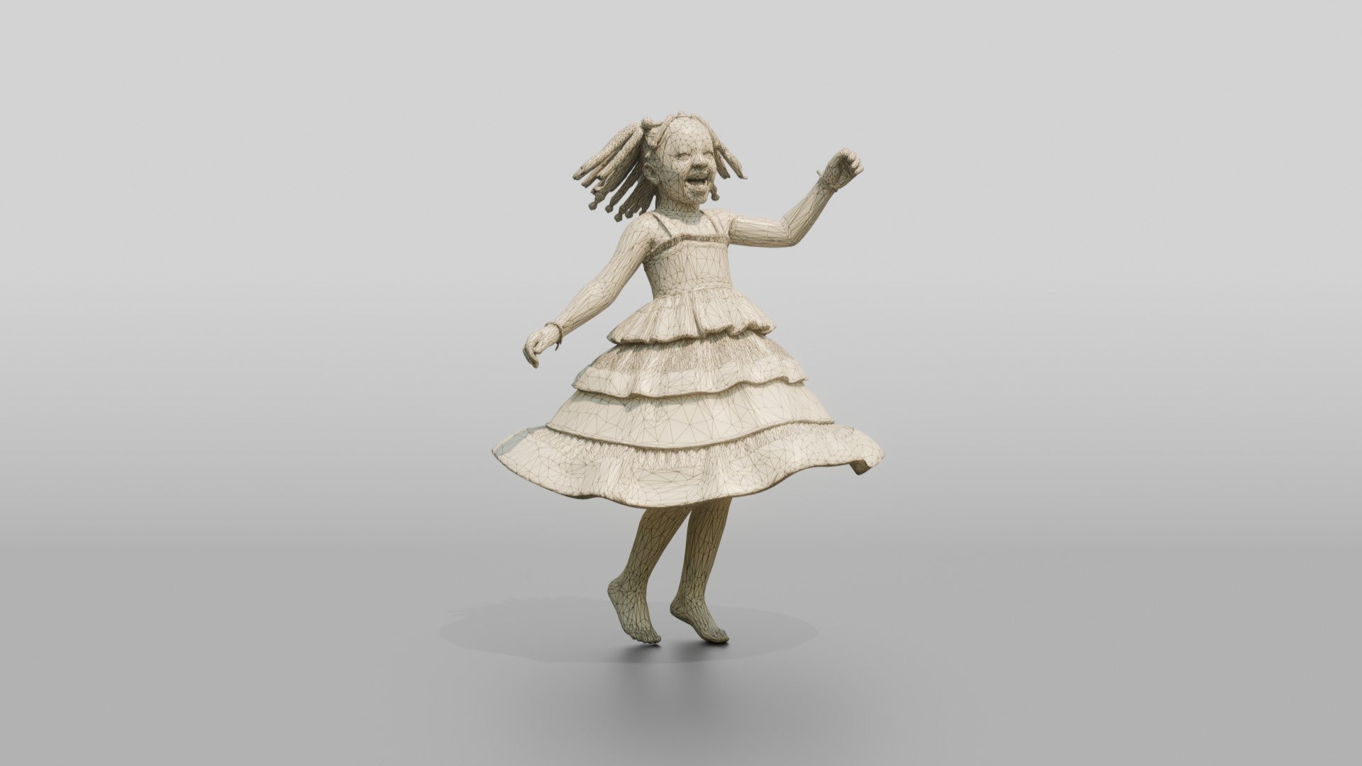Joyful African Girl Spinning in a Tiered Dress