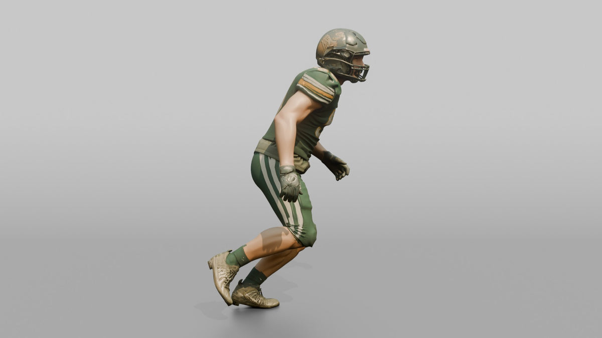 Linebacker Dropping into Pass Coverage - 3D character model, view 2