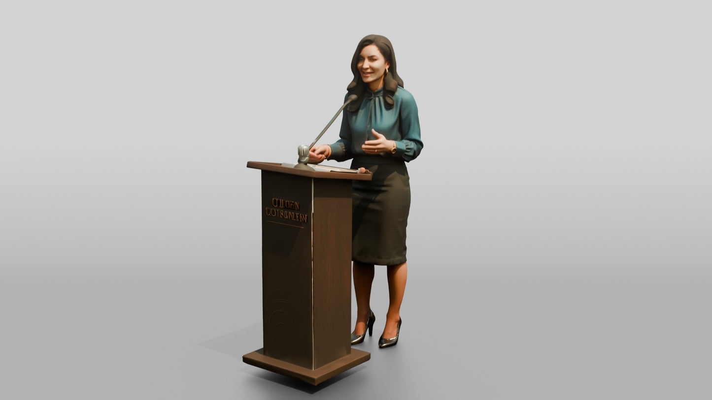 Woman Giving a Presentation at a Podium