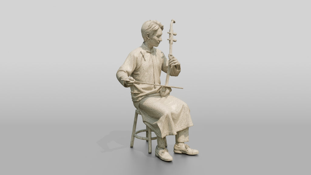 Erhu Player Bowing Traditional Instrument