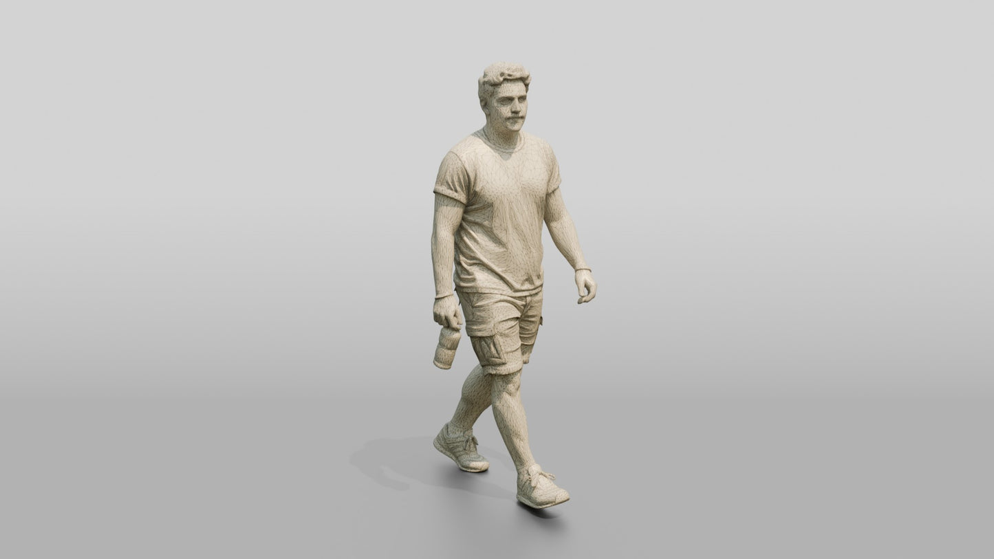 Stocky Spanish Young Man Carrying a Water Bottle