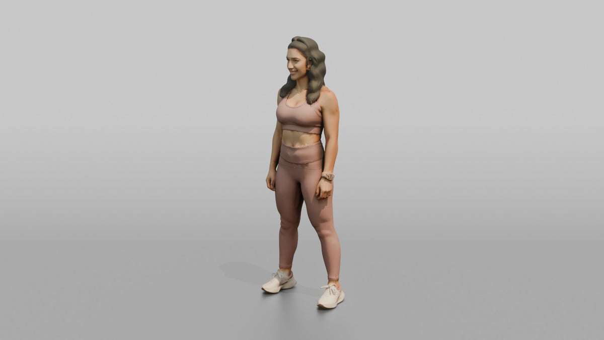 Fitness Influencer Woman Standing Tall, Confident Posture - 3D character model, view 4