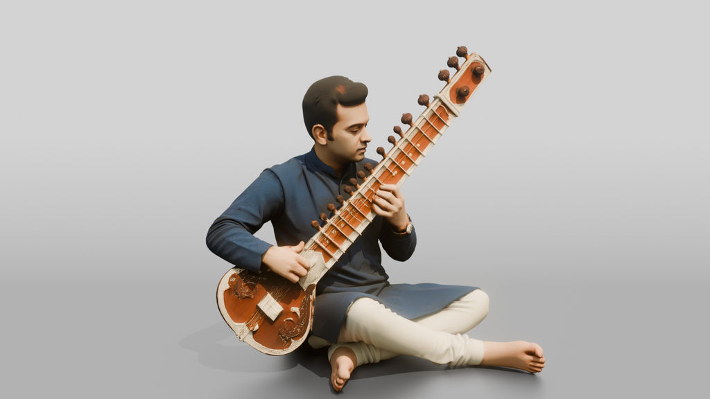 Sitar Player Sitting Cross-Legged
