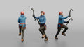 Ice Climber Holding Two Ice Axes