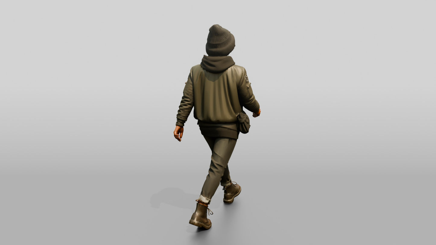 African-American Woman in Bomber Jacket and Hoodie