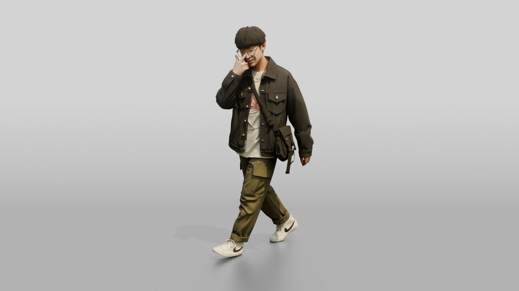 Asian Man Adjusting Glasses