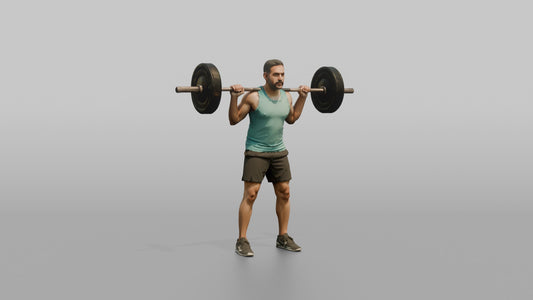 Weightlifter Man Resting A Barbell On The Upper Back Before A Squat - 3D character model