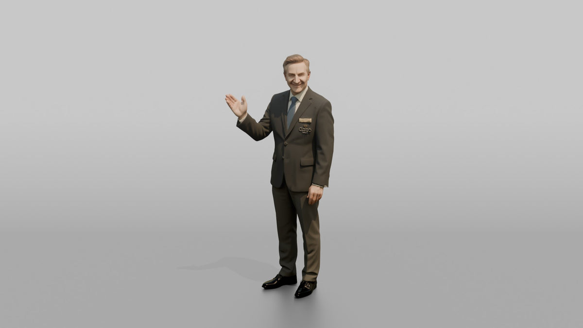 Receptionist Woman Gesturing Welcome With One Open Hand - 3D character model, view 5