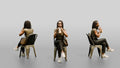 Young Black Woman Seated Drinking Coffee with Handbag