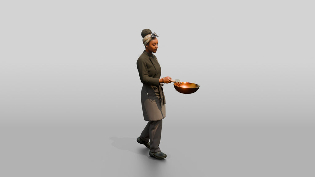 Head Chef Flipping a Flaming Wok
