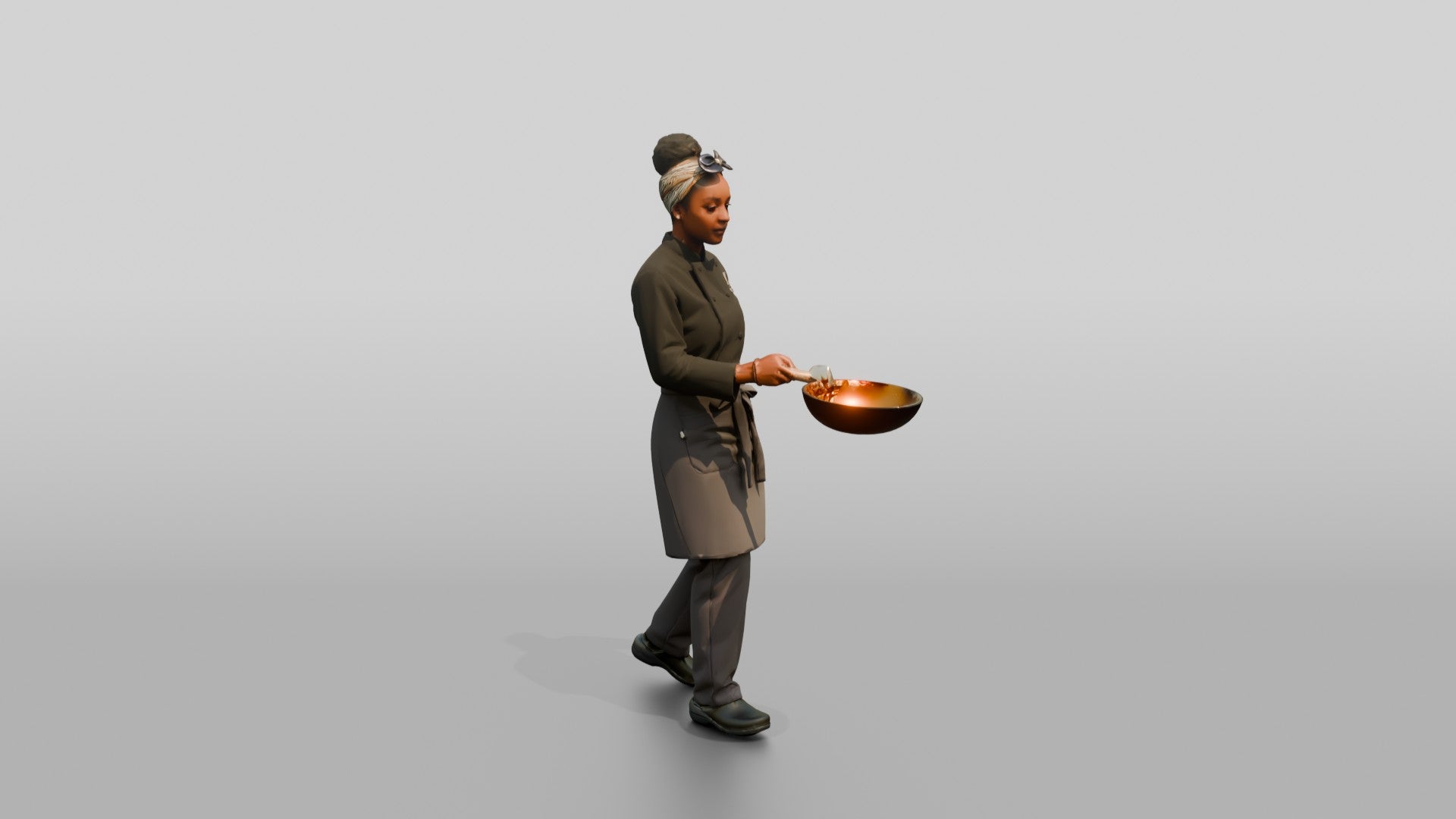 Head Chef Flipping a Flaming Wok