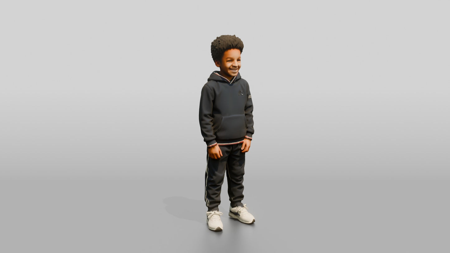 African-American Boy in Fleece Winter Tracksuit