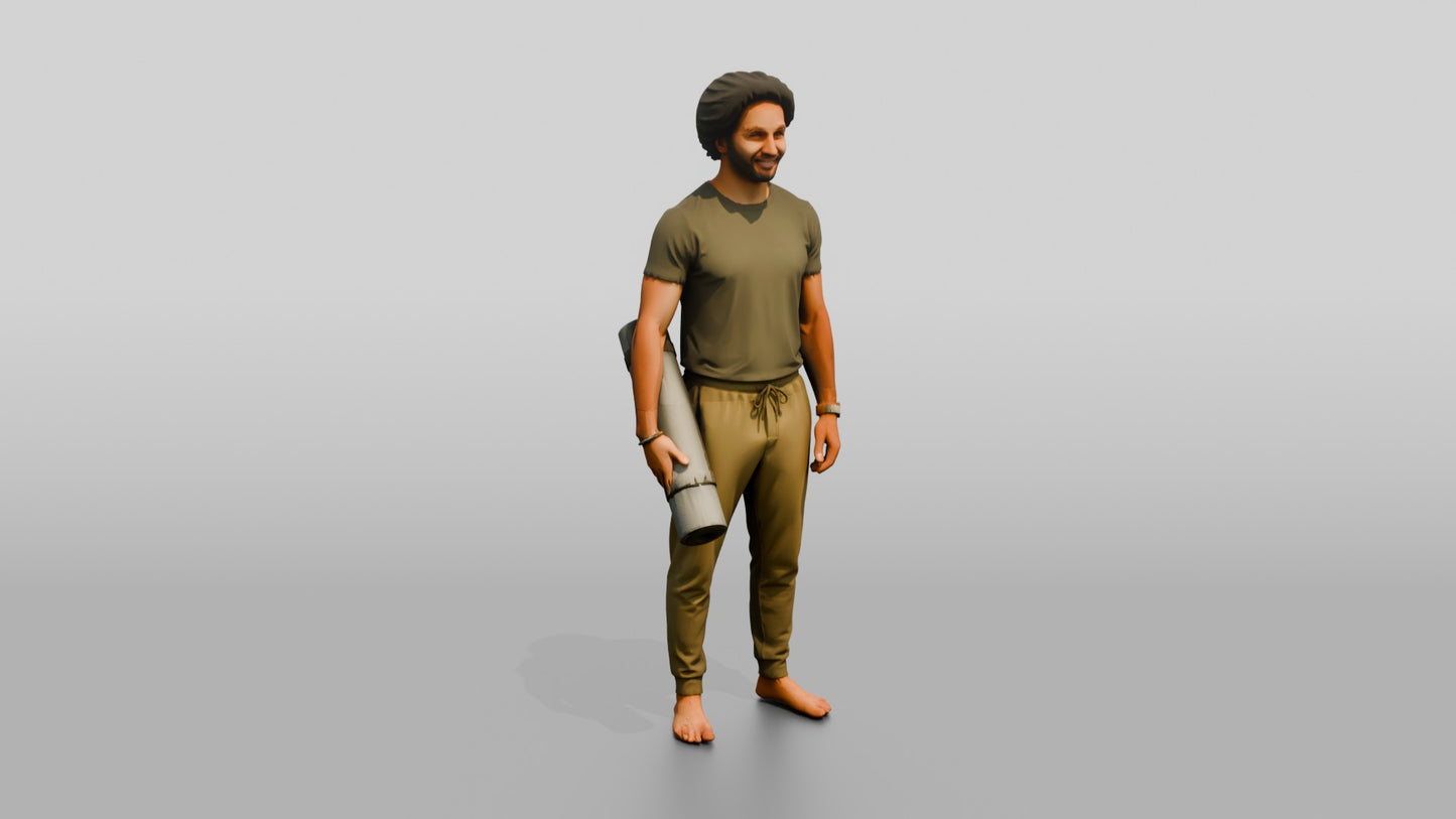 Standing Man Holding Yoga Mat