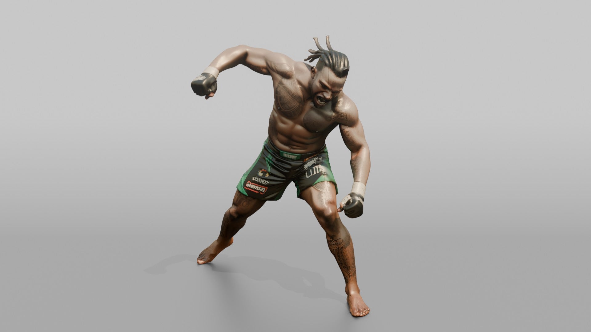MMA Fighter Sweeping Hammerfist Strike Downward