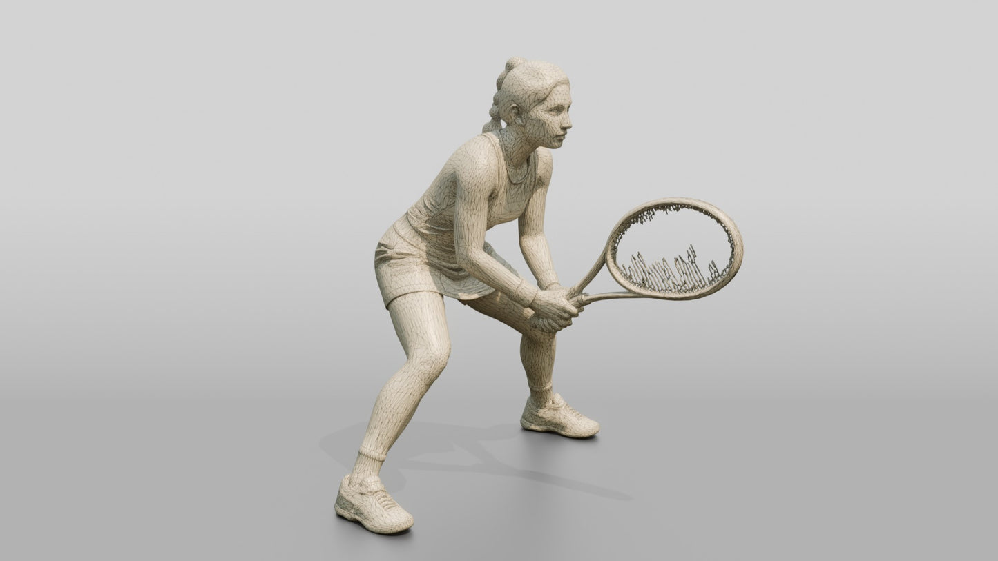 Female Tennis Player in a Low Baseline Ready Stance