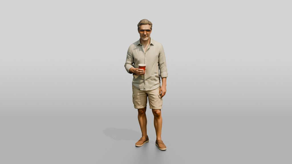 Older Hippie in Sunglasses with a Drink