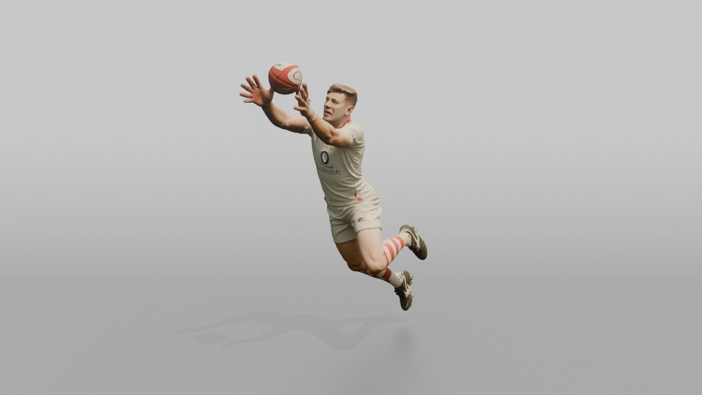 English Flanker Jumping to Block a Kick