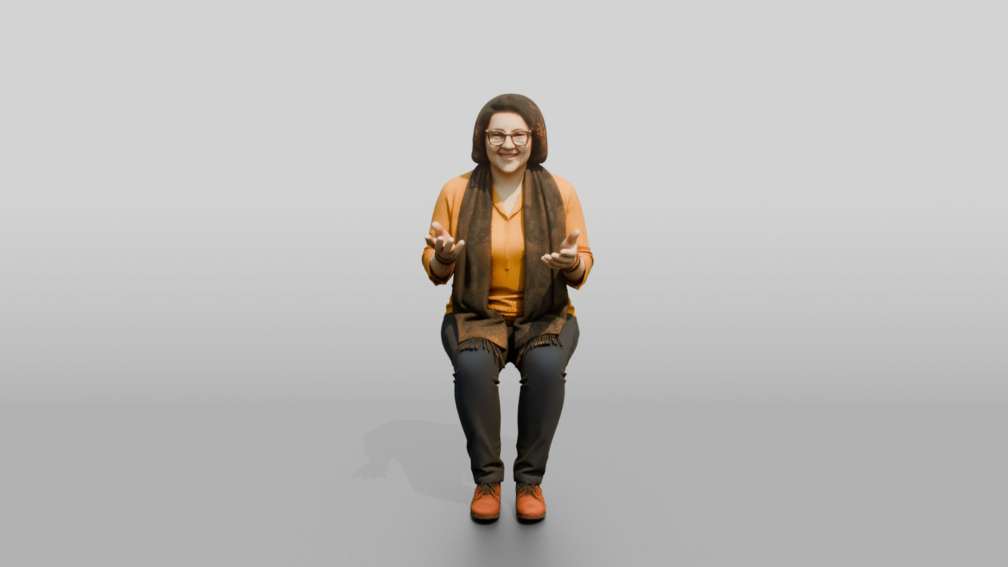 Woman Gesturing in Conversation with Tea