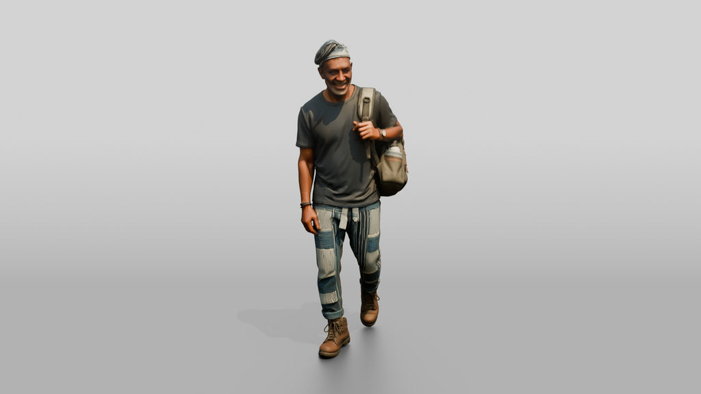 Elderly African Man Exploring with a Backpack