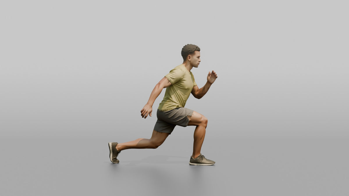 Bodyweight Athlete Man In A Deep Bodyweight Lunge - 3D character model, view 5