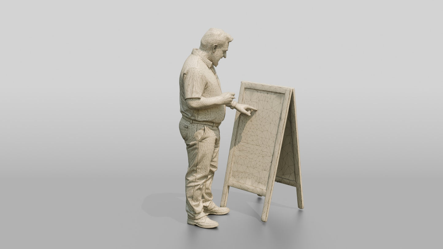 Middle-Aged Curvy Spanish Man Looking at a Menu Board
